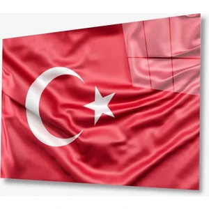 Dekorcumshop Türk Bayrağı Cam Tablo 4mm Dayanıklı Temperli Cam