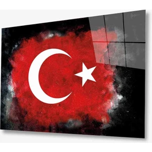 Dekorcumshop Türk Bayrağı Cam Tablo 4mm Dayanıklı Temperli Cam