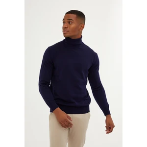 Erkek Lacivert Regular Fit Balıkçı Yaka Triko Kazak