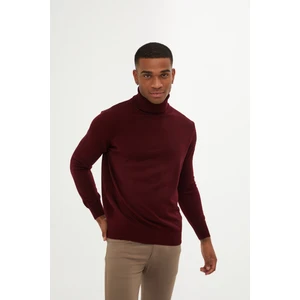 Erkek Bordo Regular Fit Balıkçı Yaka Triko Kazak