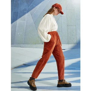 Belden Bağlamalı Kadife Pantolon