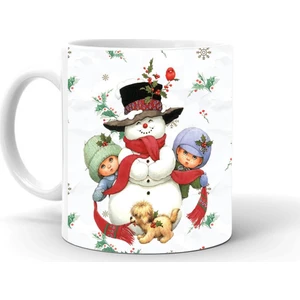 Kumbara Hediyelik Yılbaşı Noel Temalı Baskılı Seramik Beyaz Kupa