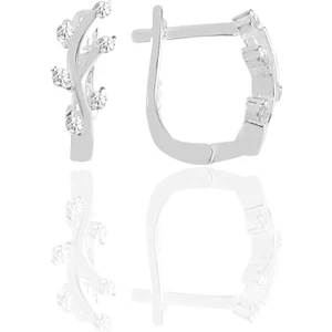 Söğütlü Silver Gümüş Zirkon Taşlı Yaprak Modeli Klipsli J Küpe