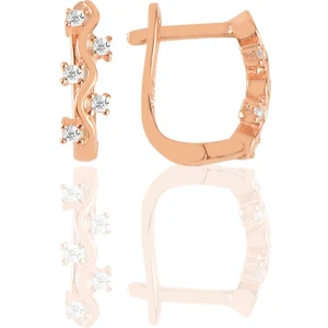 Söğütlü Silver Gümüş Rose Zirkon Taşlı Dalgalı Klipsli J Küpe