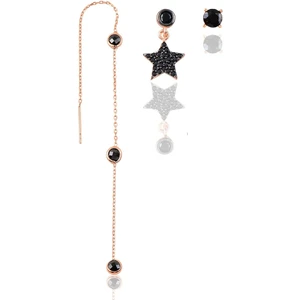 Söğütlü Silver Gümüş Rose Onix Taşlı Yıldız Kombin Üçlü Küpe Seti