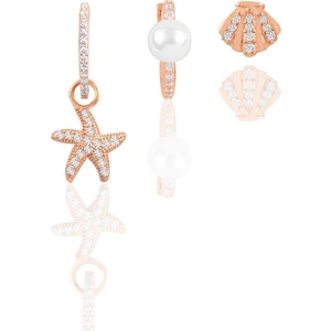 Söğütlü Silver Gümüş Rose Zirkon Taşlı Deniz Kombin Üçlü Küpe Seti