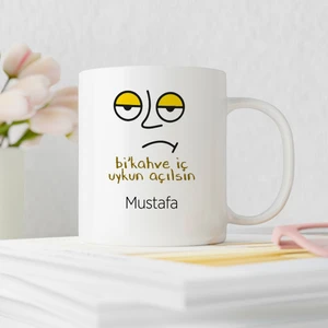 Bi'kahve Iç Uykun Açılsın Tasarımlı Kişiye Özel Kupa Bardak
