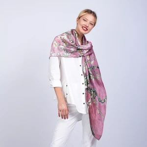 Nomads Felt Ipek Pembe Kare Fular Van Gogh Almond Blossoms