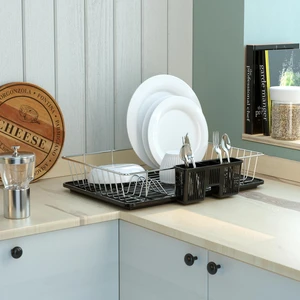 Tek Katlı Bulaşıklık Tabaklık Krom+Siyah Tepsi KB003