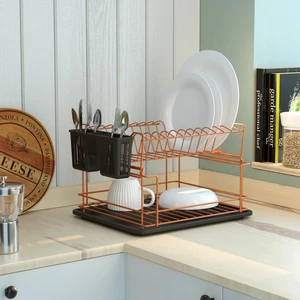 Iki Katlı Modüler Tabaklık Bulaşıklık Bakır KB010