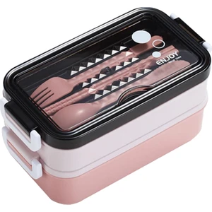 Strade Store Çatal Bıçak Kaşık Takımlı Yemek Saklama Kabı - Pembe (Yurt Dışından)