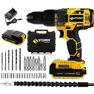 58V 6AH Metal Sanzumanlı NEW SERİ Setli Darbeli Li-ion Çift Akülü Matkap 27 Parca Setli