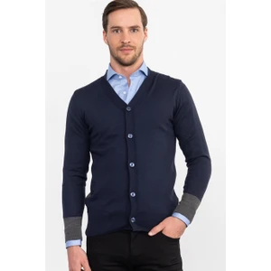 Lacivert Düğmeli Pamuklu Erkek Hırka