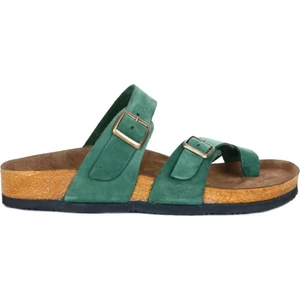 Bueno Shoes Yeşil Nubuk Deri Erkek Düz Terlik