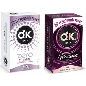 Nirvana 20 Li Prezervatif + Okey Zero 20 Li Prezervatif Set