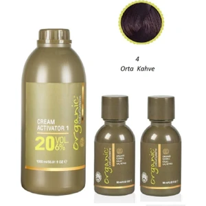 Organic Colour Systems Orta Kahve Saç Boyası  60 ml  No 4 x 2 Adet + Aktivatör 20 Vol 1000 ml