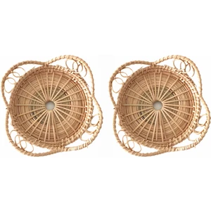 2 Adet Rattan Dokuma İçecek Altlığı - Bej (Yurt Dışından)