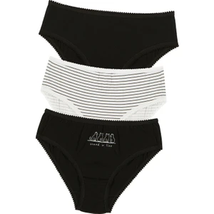 Siyah Beyaz Kız Çocuk Line 3lü Slip Külot