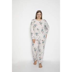 Kadın Büyük Beden Kahve Malenj Renk Viskon Likralı Pijama Takımı