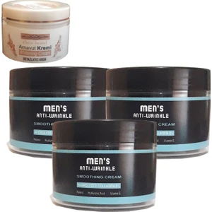 Men's Anti-Wrinkle Smoothing Cream Erkek     Bakım Kremi 100 ml 3 Adet + Three Brand 100ML Arnavut Aklık Kremi