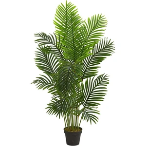Yapay Ağaç Areka Ağacı Palmiye Ağacı Salon Bitkisi 140 cm 11 Yaprak Siyah Saksılı