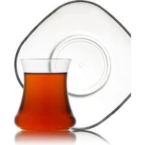 Lal Çay Seti 12 Parça 6 Tabak 6 Bardak Şık Tas
