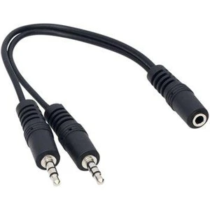2,5mm Erkek - 2x3,5mm Dişi Mikrofon Kulaklık Ayırıcı Kablo 30 cm