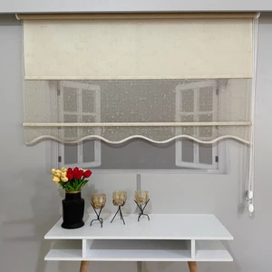Volper Mekanik VP1931 Çift Mekanizmalı Tül ve Stor Perde Krem 110 x 200 cm