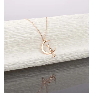 Else Silver 925 Ayar Moon Cat Gümüş Kolye