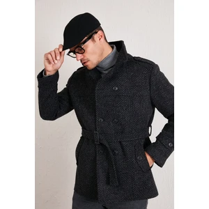 Slim Fit Cepli Pamuklu Kaşe Kaban Erkek Kaban 5841015