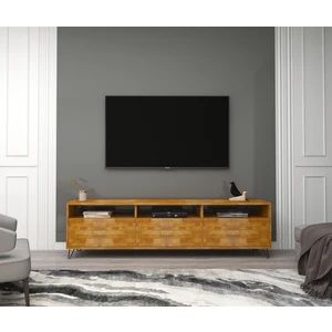 Wood Face Holmes Ceviz Televizyon Sehpası ve Ünitesi 174X30 Masif Dekoratif Metal Firkete Ayaklı