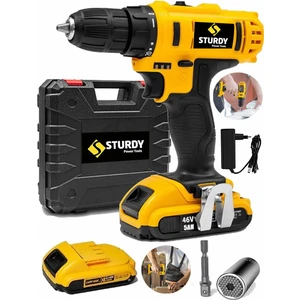 STURDY PRO 46 v 5 Ah Çift Akü Li-ion Akülü Vidalama Matkap Universal 7-19 Lokma Uç Darbeli