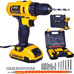 Power Tools 46 Volt 5.0 Amper Çift Akülü 24 Parça Uç Setli Şarjlı Vidalama Matkap