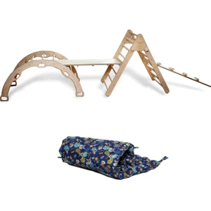 Pikler Tırmanma Seti Montessori Tam Set ve Yastık ( Üçgen - Kemer - 2 Adet Rampa - Yastık ) KID038