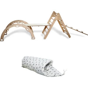 Pikler Tırmanma Seti Montessori Tam Set ve Yastık ( Üçgen - Kemer - 2 Adet Rampa - Yastık ) KID039