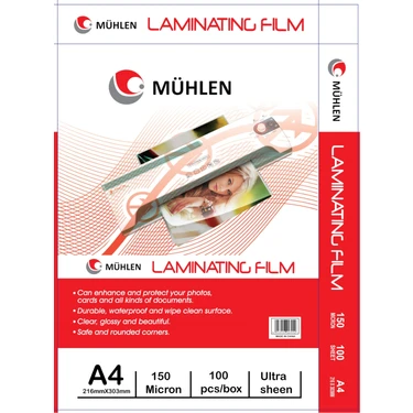 Mühlen Laminasyon Makinesi Filmi 150 Mc A4 1 Paket