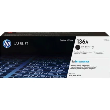 HP Siyah Toner W1360A 136A Modeli Orijinal Yüksek Kapasite ile 1500 Sayfa