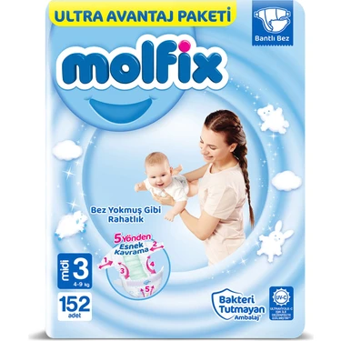 Molfix Bebek Bezi 3 Beden Midi Ultra Avantaj Paketi