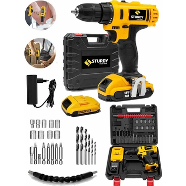 Sturdy Power Tools 92VF 12 MH CONVENİET Darbeli Çift Akülü 27 Parça Uç Setli Şarjlı Vidalama