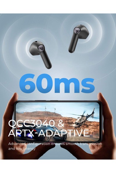 Soundpeats Air3 Kızıl Ötesi Sensör Qualcomm QCC3040 ve Aptx-Adaptive, 4-Mic ve Cvc 8.0 Gürültü Azaltma, Truewireless , Kulak Içi Algılama, Oyun Modu Kullanan Kablosuz Kulak Içi Bluetooth V5.2 Kulaklık