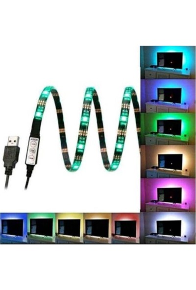 Powerlux Tv Arkasi 1 Metre Rgb USB Li̇ Şeri̇t LED