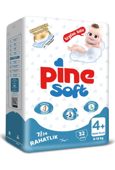 Pine Maxi Plus (9-16 Kg) 32'li Bebek Bezi