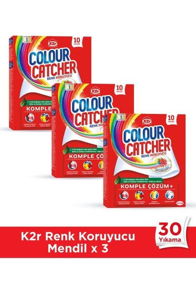 K2R Renk Koruyucu Mendil 3 x 10'lu Paket (30 Yıkama)