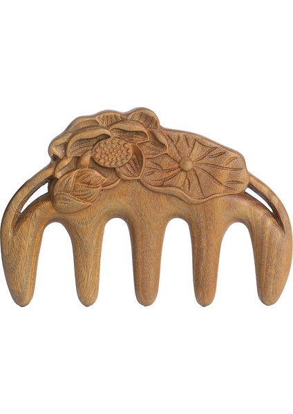 Sandal Ağacı Oyma Lotus Yaprağı Şekli El Yapımı Tarak