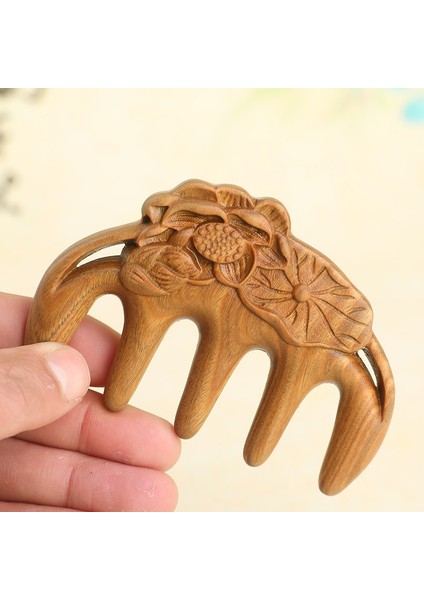 Sandal Ağacı Oyma Lotus Yaprağı Şekli El Yapımı Tarak indirimleri