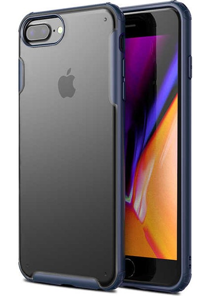 Apple iPhone 6s Plus Kılıf Renkli Silikon Kenarlı Köşe Korumalı Private Kapak - Lacivert