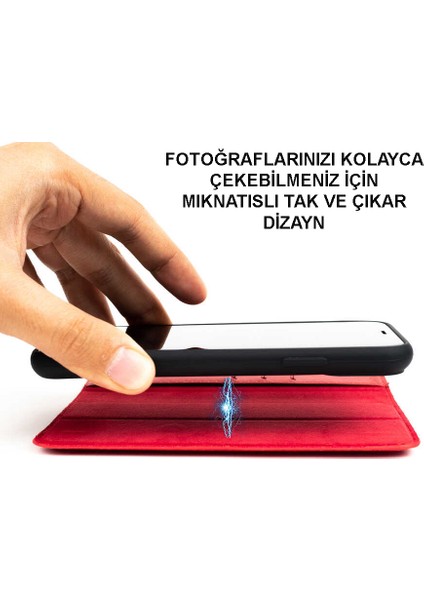 Xiaomi Redmi Note 9 Pro Kapak 2 Si 1 Arada Tak Çıkar Cüzdanlı Deri Kılıf - Kırmızı