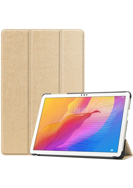 Case 4U Huawei Mate Pad T10S Kılıf Smart Cover Katlanabilir Standlı Tablet Akıllı Kapak Altın