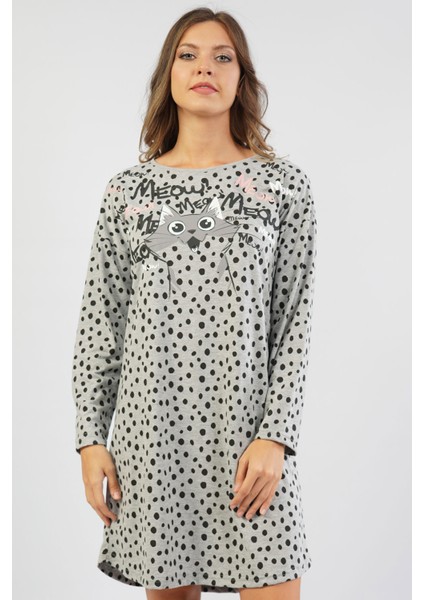 Düşük Omuzlu Uzun Kol Gecelik