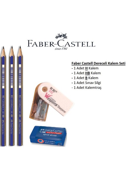 Resim Kalemi Faber Dereceli Kalem Seti Karakalem Seti H-Hb-B 3'lü